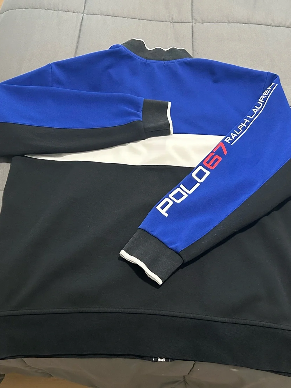 Polo by Ralph Lauren Men’s Blue/White/Black Colorblock Track Jacket